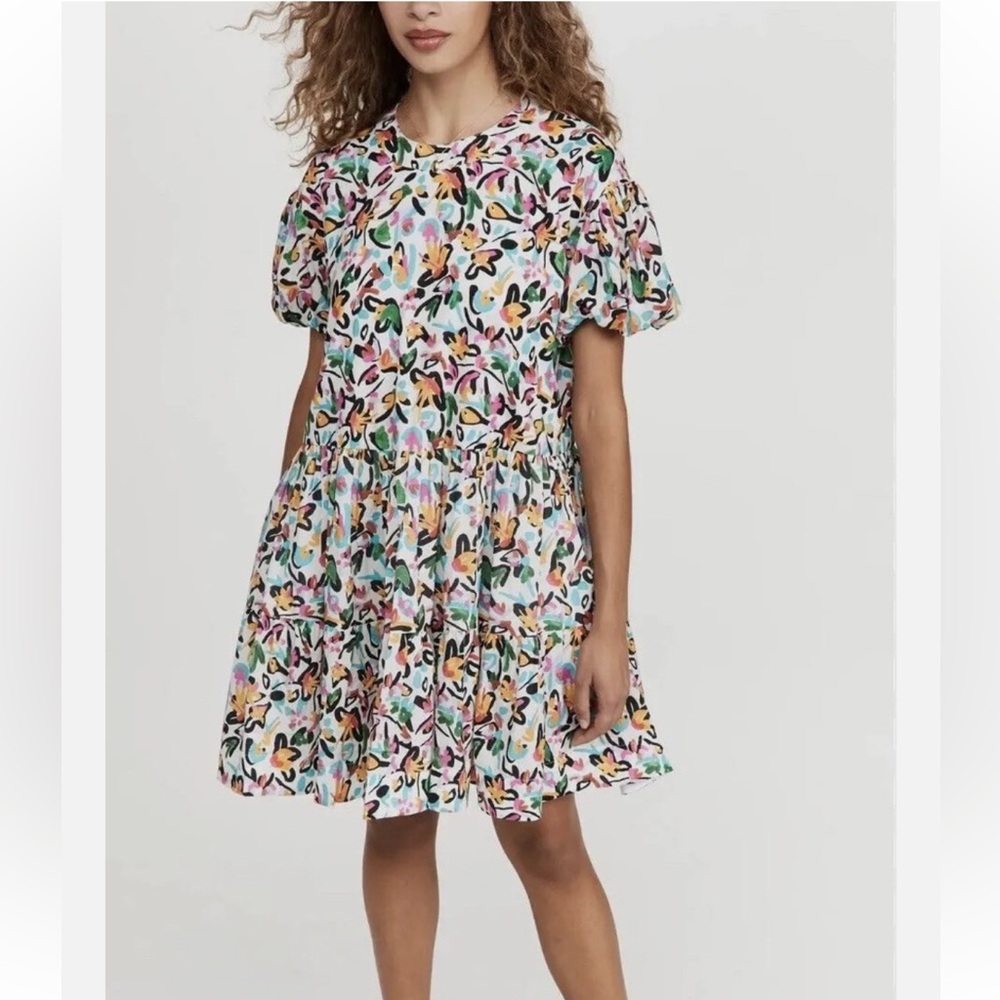 NWOT Tanya Taylor Lily Colorful Abstract Floral Dress Size Large